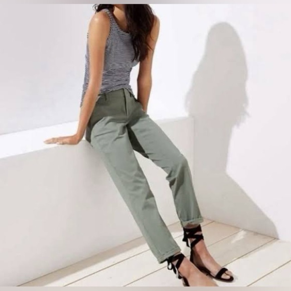 Loft Marisa Fit Chino Women's Olive Green Ankle Pants size 4